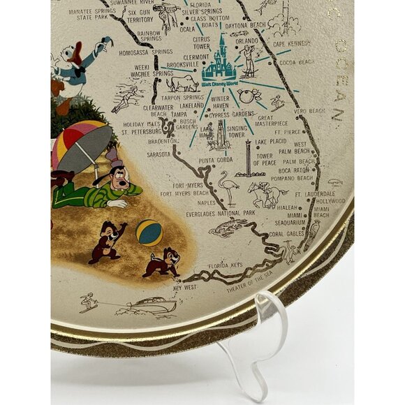 Vintage Disney World Metal tin serving tray 11" Florida Walt Disney Productions - Picture 11 of 11